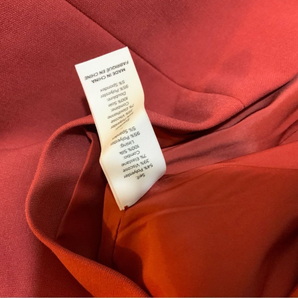 NWT Cinq a Sept Mallory Ruffle dress in Redwood, a rust/red color - Picture 12 of 14